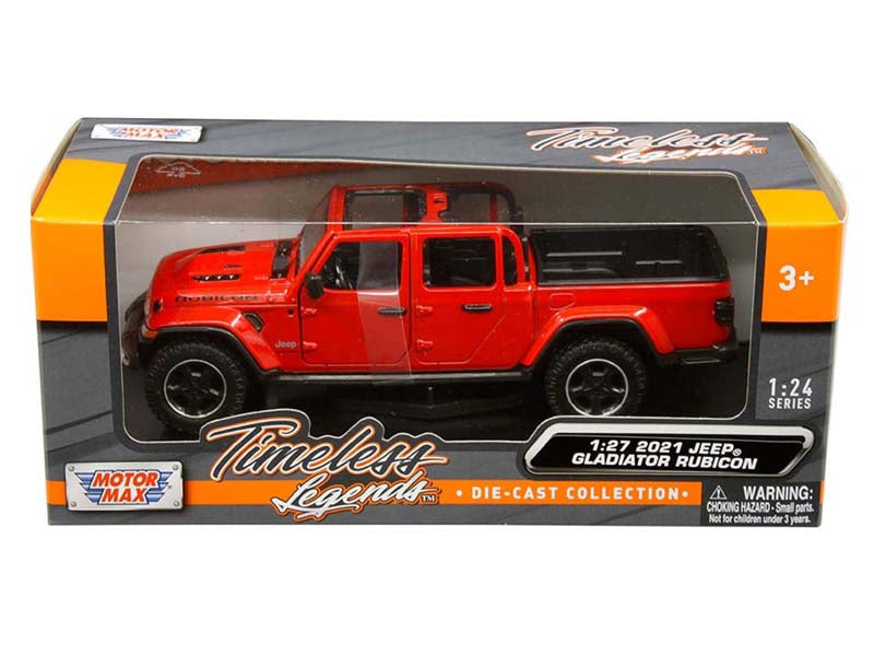 2021 Jeep Gladiator Rubicon - Open Top Pickup Truck Red (Timeless Legends) Diecast 1:27 Model - Motormax 79370RD
