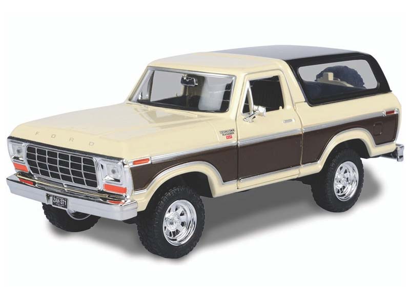 1978 Ford Bronco Ranger XLT - Tan and Brown w/ Black Hardtop w/ Spare Wheel (Timeless Legends) Diecast 1:24 Scale Model - Motormax 79371TABRN