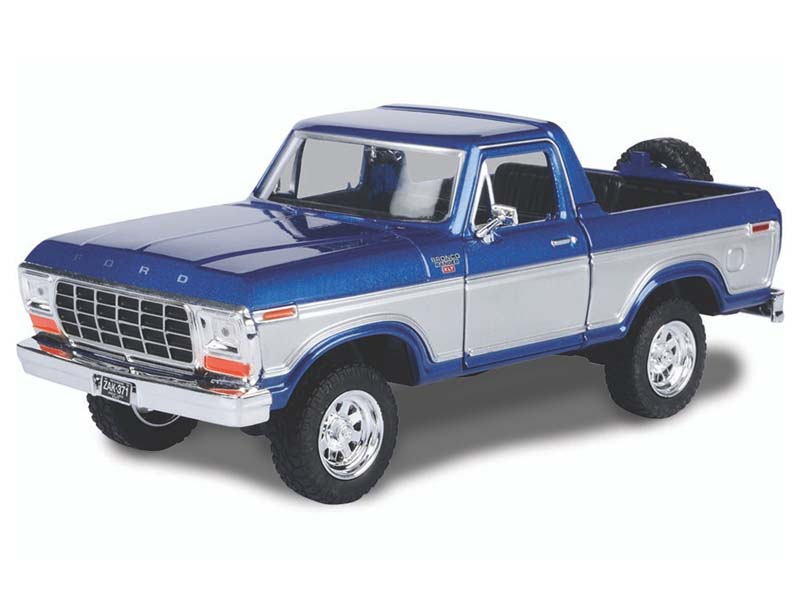 1978 Ford Bronco Ranger XLT - Blue and Silver two-tone w/ Spare Tire (Timeless Legends) Diecast 1:24 Scale Model - Motormax 79372BLSIL