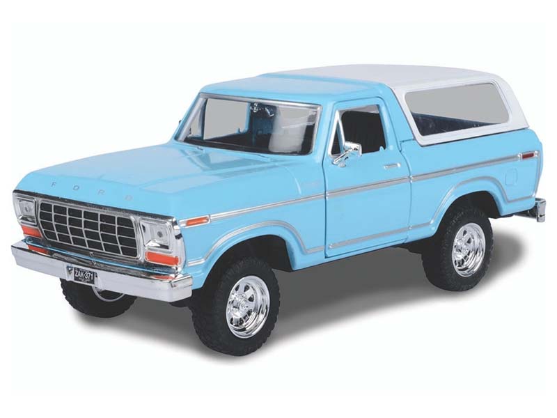 1978 Ford Bronco Custom - Light Blue w/ White Hardtop (Timeless Legends) Diecast 1:24 Scale Model - Motormax 79373LTBL