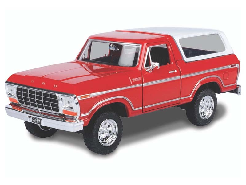 1978 Ford Bronco Custom - Red w/ White Hardtop (Timeless Legends) Diecast 1:24 Scale Model - Motormax 79373RD