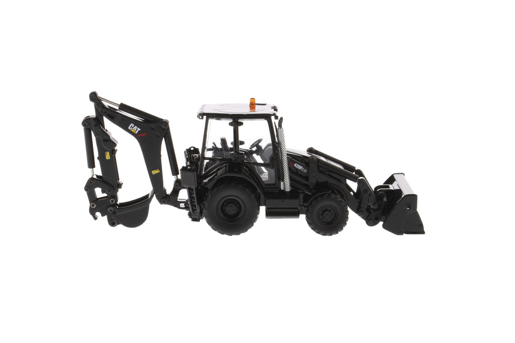 Caterpillar Cat 420F2 IT Backhoe Loader Black Finish w/ Work Tools and Figures (High Line Series) 1:50 Scale Model - Diecast Masters 85234
