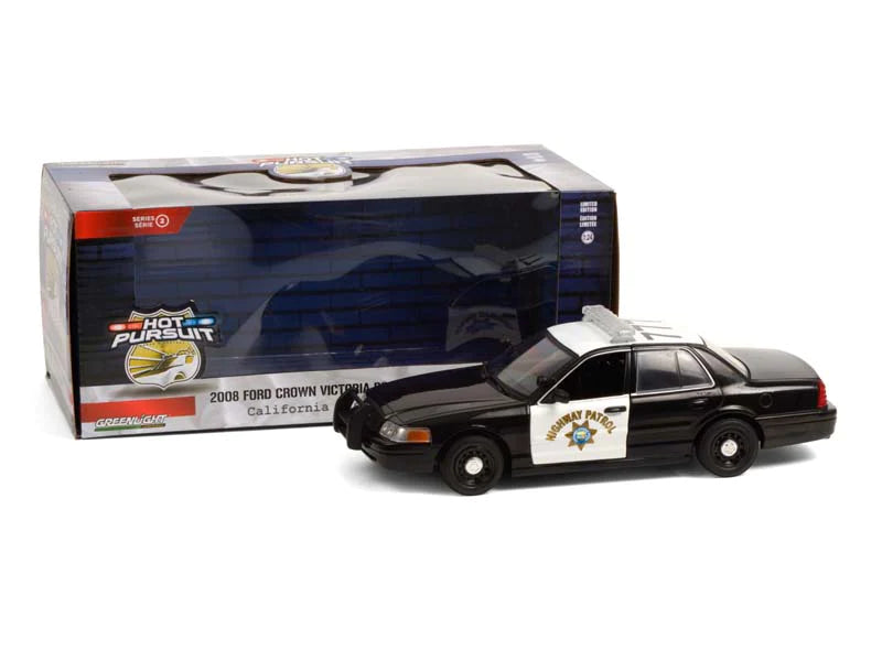 PRE-ORDER 2008 Ford Crown Victoria Police Interceptor - California Highway Patrol (Hot Pursuit) Series 2 Diecast 1:24 Scale Models - Greenlight 85523GL