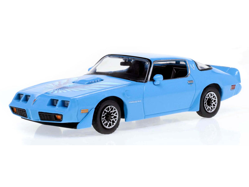 1979 Pontiac Firebird Trans Am Atlantis Blue w/ Hood Phoenix 1:43 Scale Diecast Model Car - Greenlight 86348