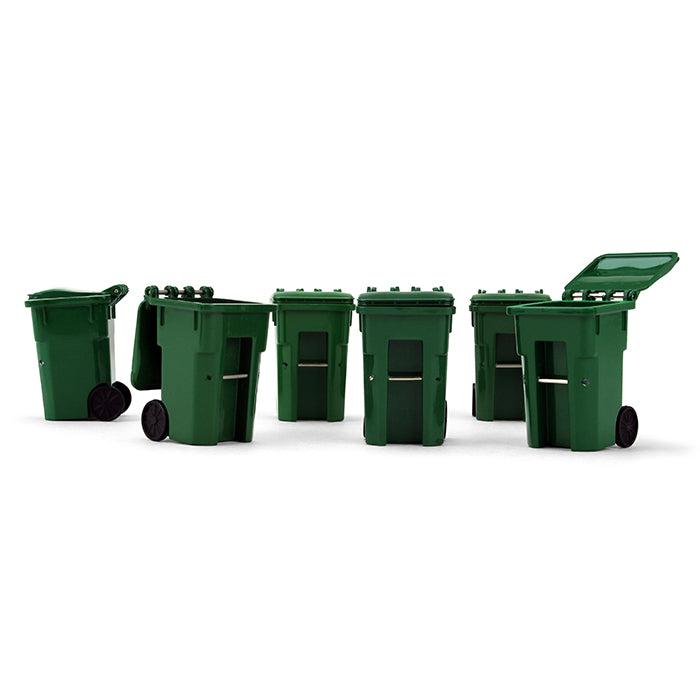 Green Trash Carts Set of 6 Cans 1:34 Scale Model Accessories - First Gear 90-0519