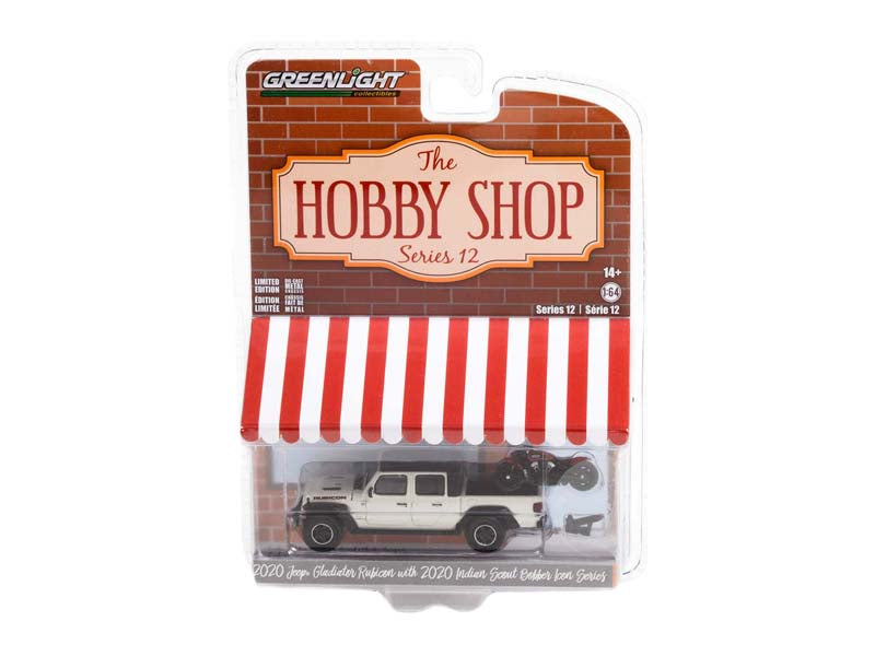 2020 Jeep Gladiator Rubicon w/ 2020 Indian Scout (The Hobby Shop) Series 12 Diecast 1:64 Model Car - Greenlight 97120F