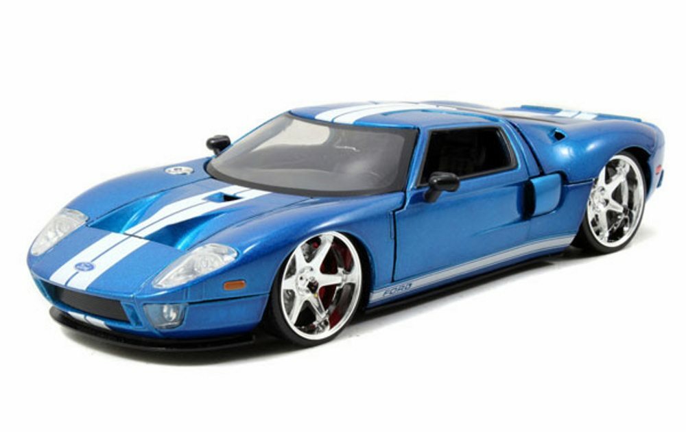Ford GT Blue with White Stripes "Fast & Furious 7" (2015) Movie 1:24 Scale Diecast Model Car - Jada 97177