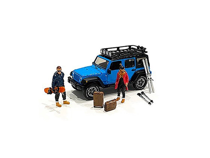 "Winter Break" Diecast Set of 6 pieces (2 Figures and 4 Accessories) 1:64 Scale Models - American Diorama 76462