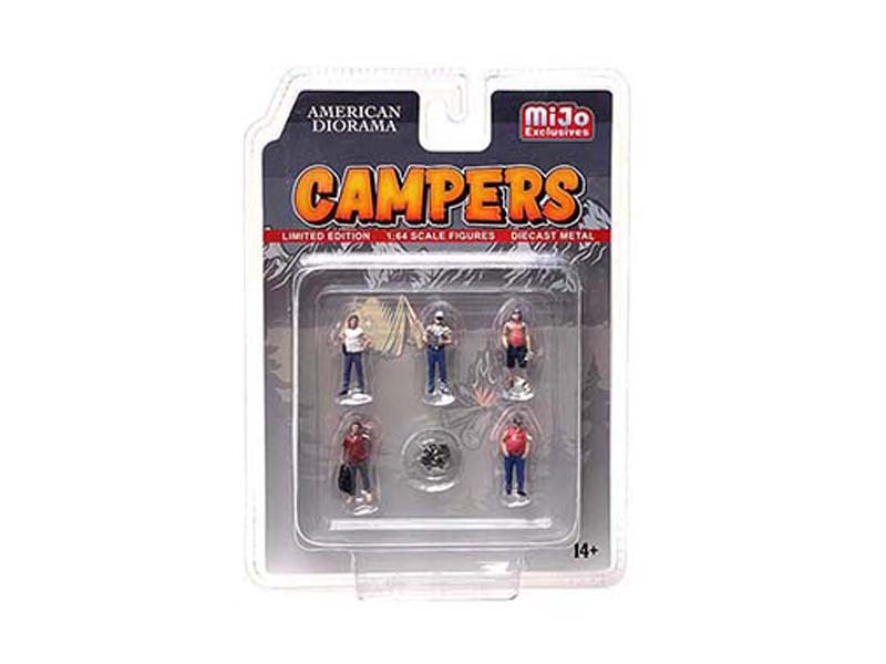 Campers - 6 piece Set (MiJo Exclusive) Diecast 1:64 Scale Models - American Diorama 76489