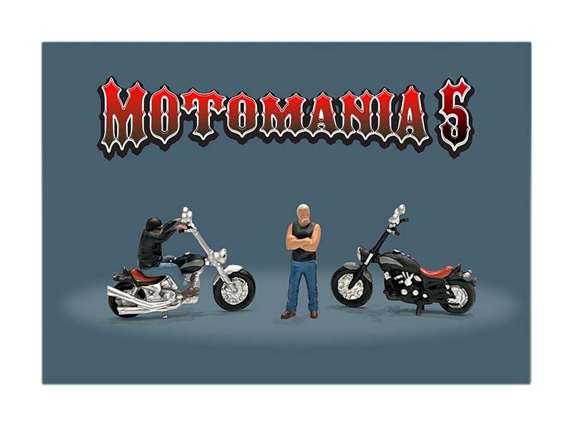 Motomania 5 w/ Chopper Bikes Figure Set (MiJo Exclusives) Diecast 1:64 Scale Model - American Diorama AD76512