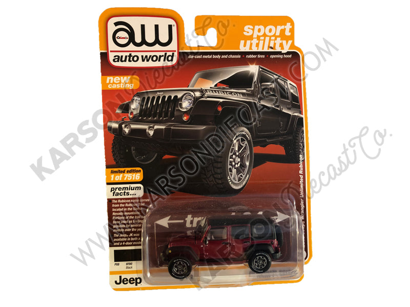 CHASE 2018 Jeep Wrangler Unlimited Rubicon Gloss Black "Sport Utility" Limited Edition to 7,516 pieces Worldwide 1:64 Diecast Model - Autoworld - AW64242B