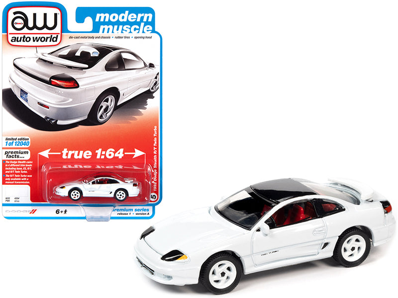 1992 Dodge Stealth R/T Twin Turbo White "Modern Muscle" Limited Edition to 12040 pieces Worldwide 1:64 Diecast Model Car - Autoworld - 64302A
