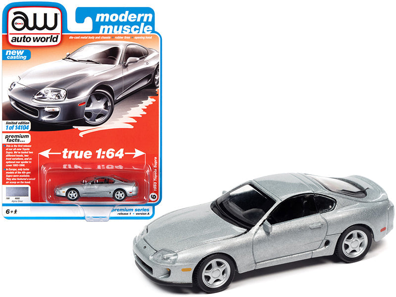 CHASE 1993 Toyota Supra - Alpine Silver (Modern Muscle) Limited Edition Worldwide Diecast 1:64 Scale Model Car - Autoworld 64302A