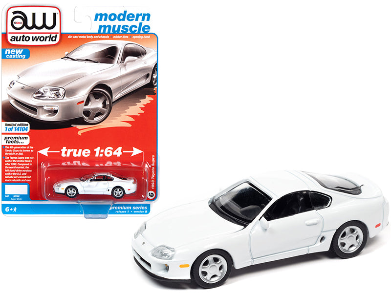 1993 Toyota Supra Super White "Modern Muscle" Limited Edition to 14104 pieces Worldwide 1:64 Diecast Model Car - Autoworld - 64302B