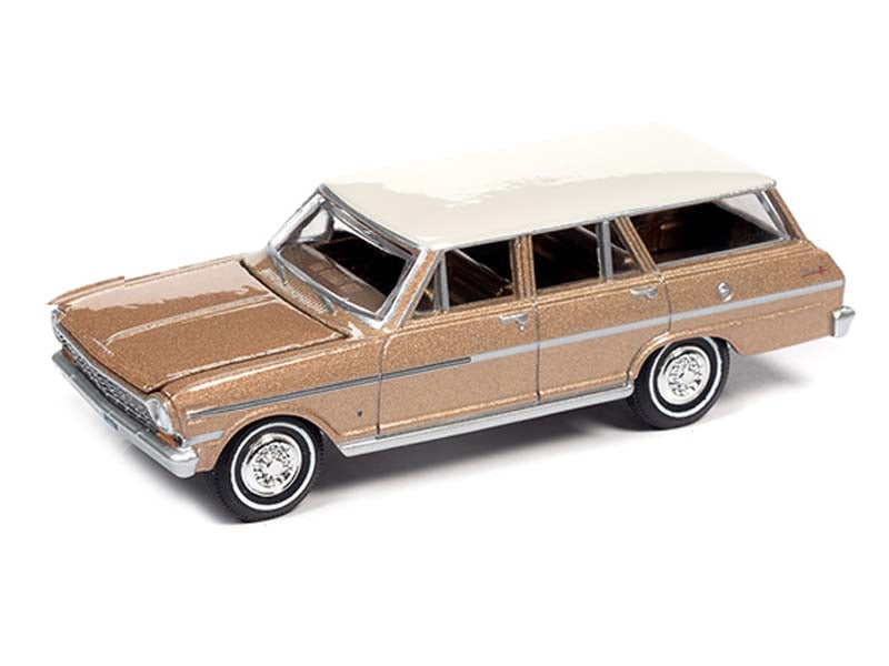 CHASE 1963 Chevrolet II Nova 400 Station Wagon - Saddle Tan Metallic (Muscle Wagons) Limited to 13904 pcs Diecast 1:64 Model - Autoworld 64312A