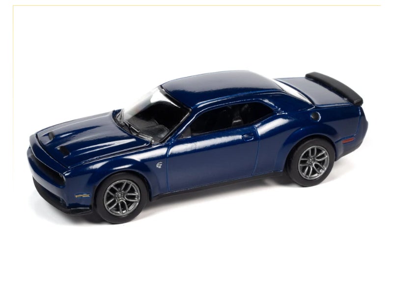 CHASE 2019 Dodge Challenger SRT Hellcat Indigo Blue Metallic (Modern Muscle) Limited Worldwide Diecast 1:64 Scale Model - Autoworld 64322A