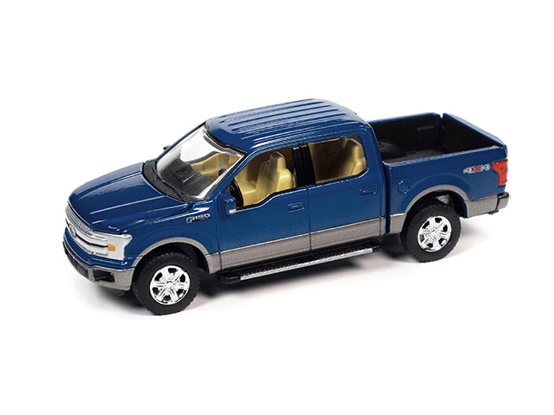 CHASE 2019 Ford F-150 Lariat 4x4 Pickup - Blue Jeans Metallic (Muscle Trucks) Diecast 1:64 Scale Model - Autoworld 64322B