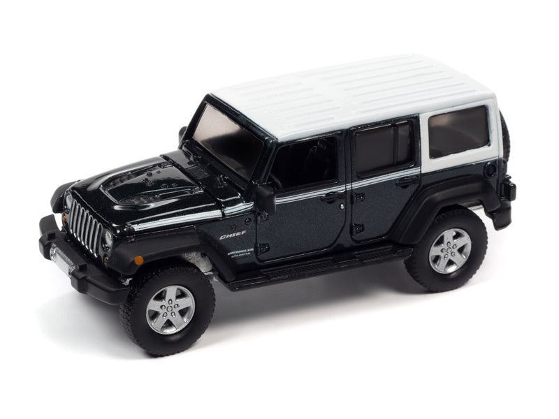 2017 Jeep JK Wrangler Chief Edition - Rhino Blue w/ White Top (Premium 2022 Release 3B) Diecast 1:64 Scale Model - Auto World AW64372B