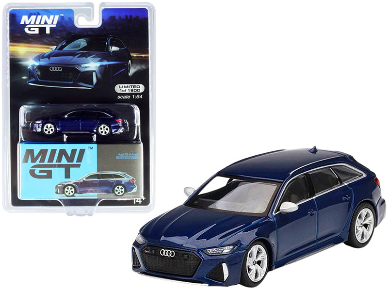 Audi RS 6 Avant Navarra Blue Metallic (Mini GT) Limited Edition to 1800 pcs Worldwide 1:64 Diecast Model Car - True Scale Miniatures MGT00186