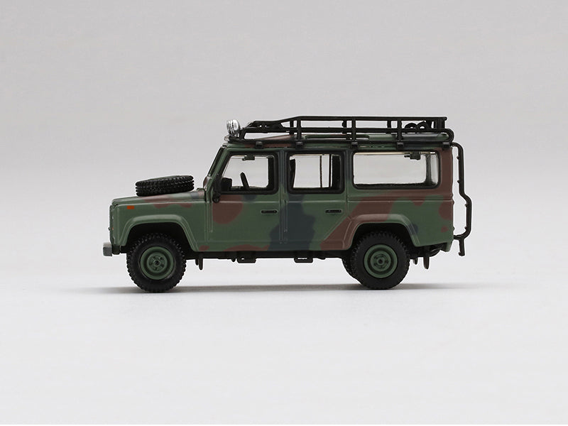 Land Rover Defender 110 RHD w/ Roof Rack Military Camouflage 1:64 Scale Diecast Model - True Scale Miniatures MGT00237