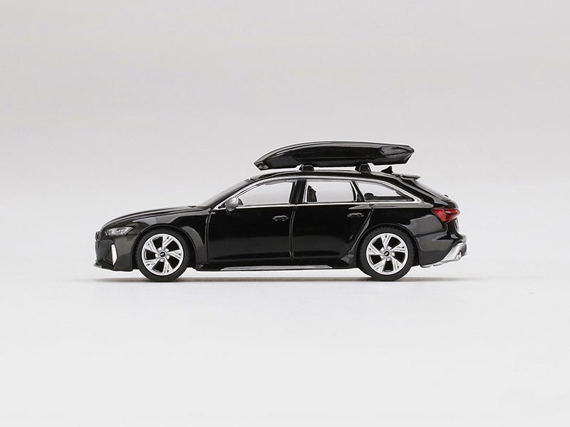 Audi RS 6 Avant w/ Roof Box - Mythos Black Metallic Limited to 2400 pcs (MINI GT) Diecast 1:64 Model Car - True Scale Miniatures MGT00257