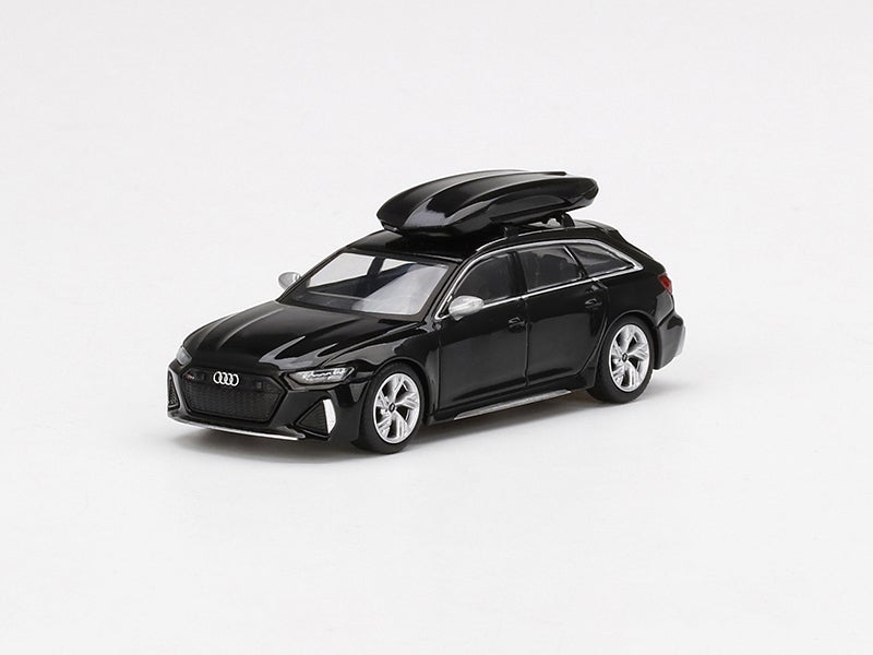 Audi RS 6 Avant w/ Roof Box - Mythos Black Metallic Limited to 2400 pcs (MINI GT) Diecast 1:64 Model Car - True Scale Miniatures MGT00257