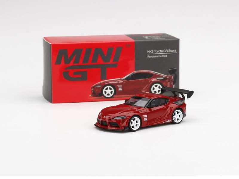 HKS Toyota GR Supra - Renaissance Red (Mini GT) Diecast 1:64 Model - True Scale Miniatures MGT00265