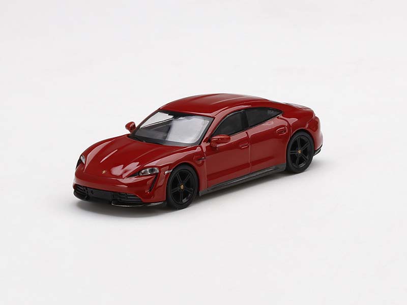 Porsche Taycan Turbo S - Carmine Red (MINI GT) Diecast 1:64 Scale Model Car - True Scale Miniatures MGT00289