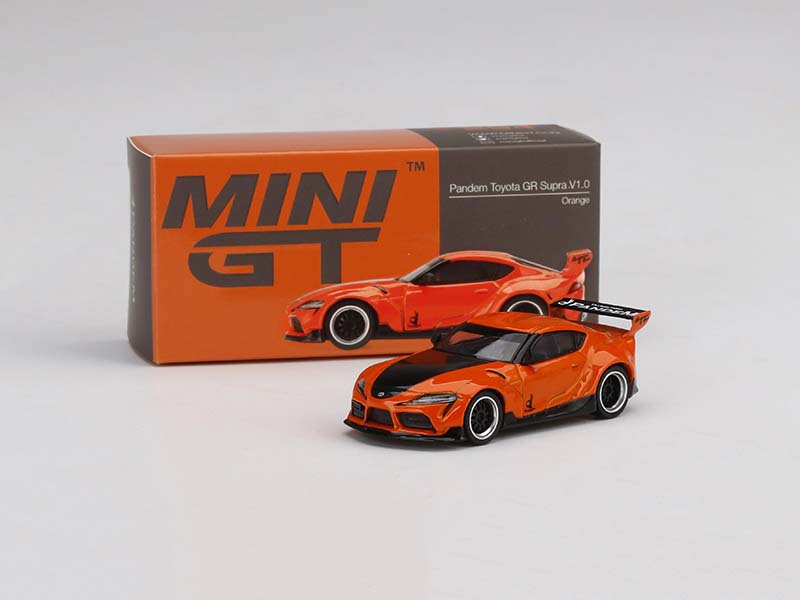 Pandem Toyota GR Supra V1.0 Orange (MiJo Exclusive) Diecast 1:64 Scale Model - True Scale Miniatures MGT00294