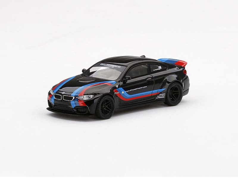 LB★WORKS BMW M4 Black W/ M Stripe (Mini GT) Diecast 1:64 Scale Models - True Scale Miniatures MGT00306