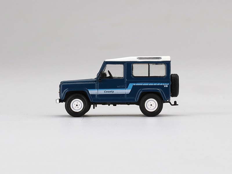 Land Rover Defender 90 County Wagon - Stratos Blue (Mini GT) Diecast 1:64 Scale Model - True Scale Miniatures MGT00353