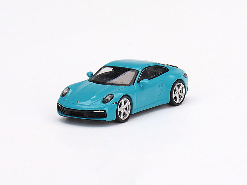 Porsche 911 (992) Carrera S Miami Blue (Mini GT) Diecast 1:64 Model - True Scale Miniatures MGT00435