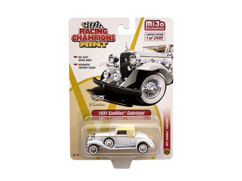 1931 Cadillac Cabriolet White w/ Cream Top Limited to 2400 pcs Worldwide 1:64 Diecast Model Car - Racing Champions RCCP1008
